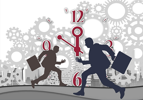 illustration of businessmen rushing against time